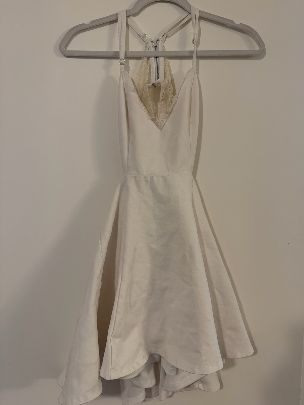 Lush Cream Lace-Accent Fit & Flare Dress